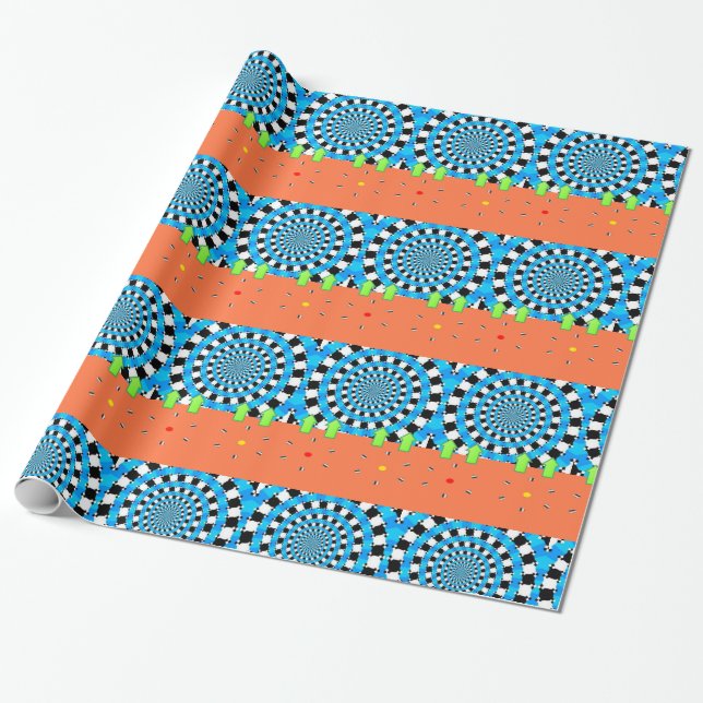 Papier Cadeau Papier brillant, Flèche circulaire bleue noire (Déroulé)