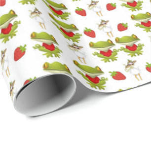 Papier Cadeau Papier brillant Frogs Papier Poulet fraise
