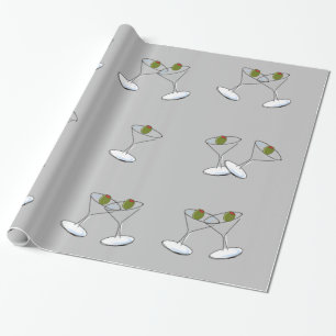 Papier Cadeau Papier brillant, Lunettes à Martini Gris