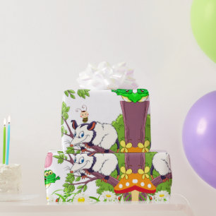Papier Cadeau Papier brillant, Possum floral Poussins Grenouille