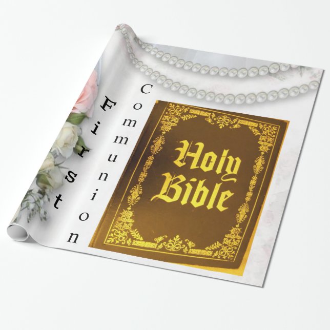 Papier Cadeau Papier brillant, Sainte Bible Première communion (Déroulé)