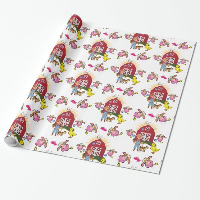 Papier Cadeau Papier brillant, Vaches fermières fermières (Déroulé)