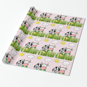 Papier Cadeau Papier brillant, Vaches nuages soleil nuages flora