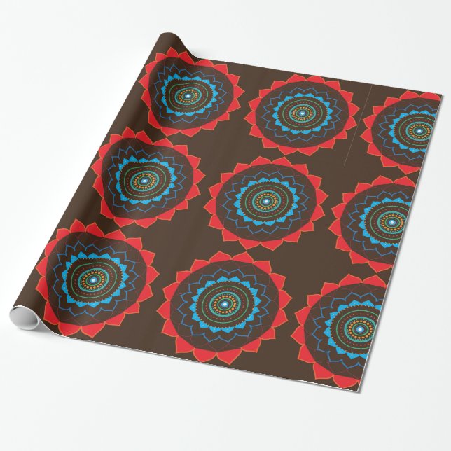 Papier Cadeau Papier Brown à enveloppement Mandala (Déroulé)