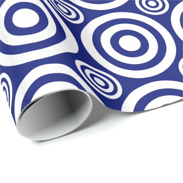 Papier Cadeau Papier-cadeau Bullseye-Bleu-Blanc (Coin rond)