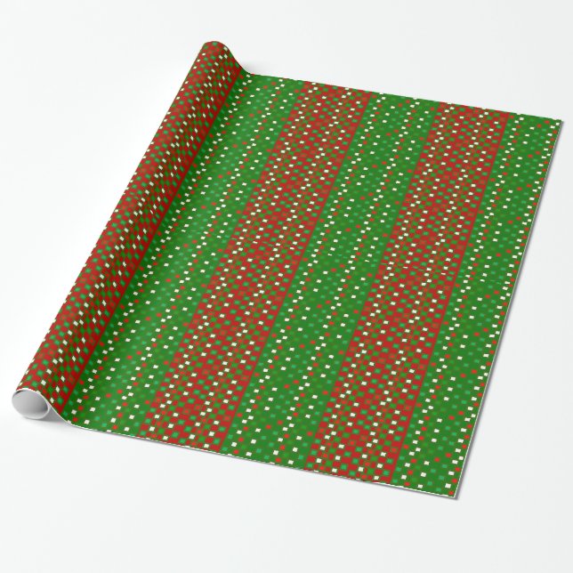 Papier Cadeau Papier Carré de Noël rouge, blanc et vert (Déroulé)