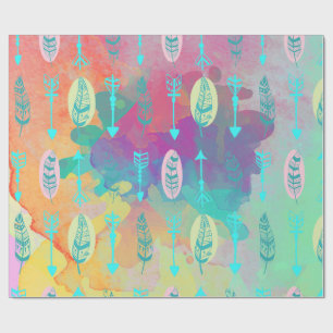 Papier Cadeau Papier chic tribal de flèches de plumes de Boho