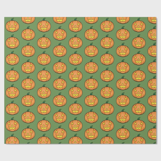Papier Cadeau Papier Citrouille Halloween mignonne (Plat)