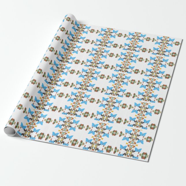 Papier Cadeau Papier Collage Papillon Mignon 24lb texture toile  (Déroulé)