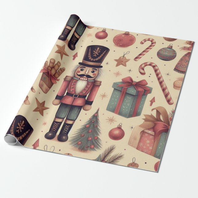 Papier Cadeau Papier craqueur de noix de Noël (Déroulé)