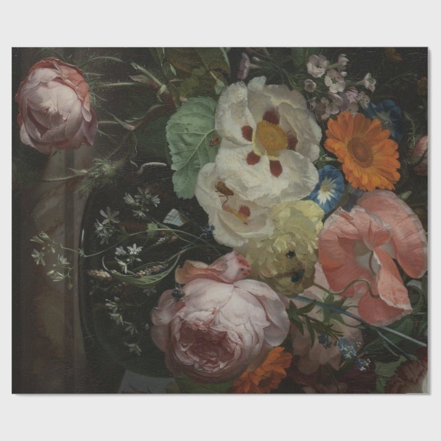 Papier Cadeau Papier d'affiche floral des beaux-arts 60lb (Plat)