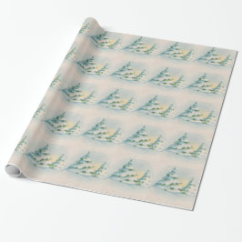 Papier Cadeau Papier d'arbre couvert de neige des années 50 vint
