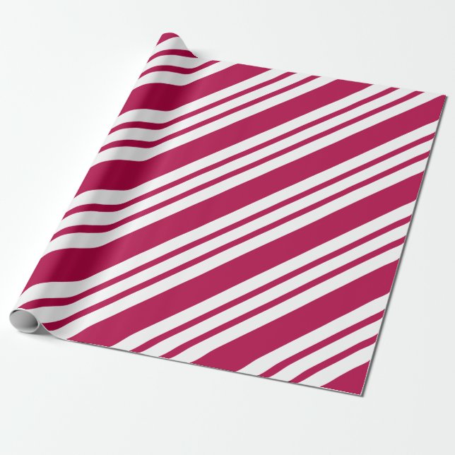 Papier Cadeau Papier de bonbon de Noël rétro rouge rayé (Déroulé)