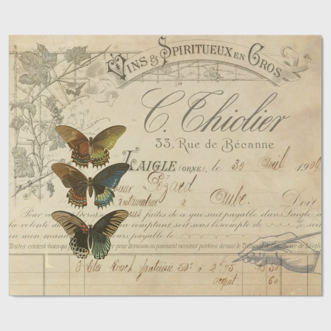 Papier Cadeau Papier de Decoupage d'éphémères de papillon (Plat)