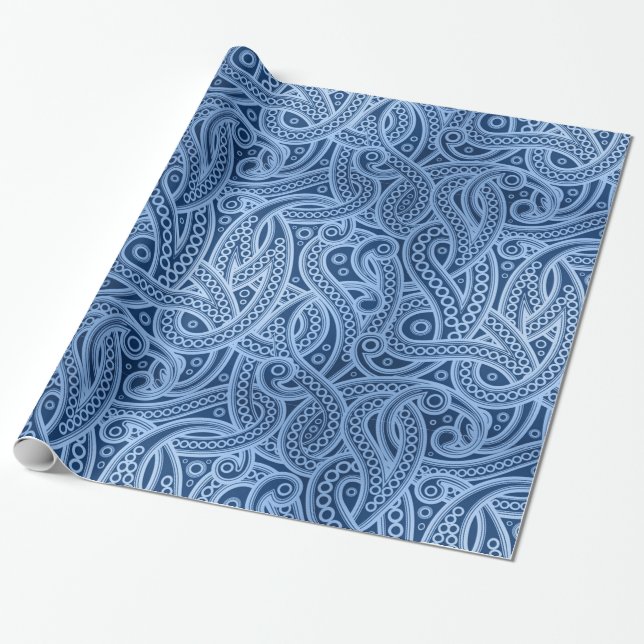 Papier Cadeau Papier de Motif Abstrait de marguerite bleu foncé (Déroulé)