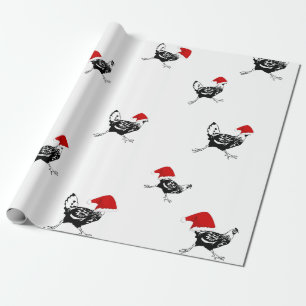 Papier Cadeau Papier de Noël à envelopper - Poulets Père Noël