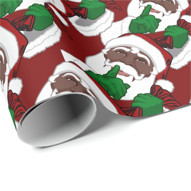 Papier Cadeau Papier de Noël africain Père Noël (Coin rond)
