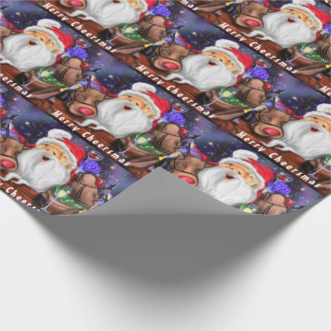 Papier Cadeau Papier de Noël Père Noël avec rennes (Coin)
