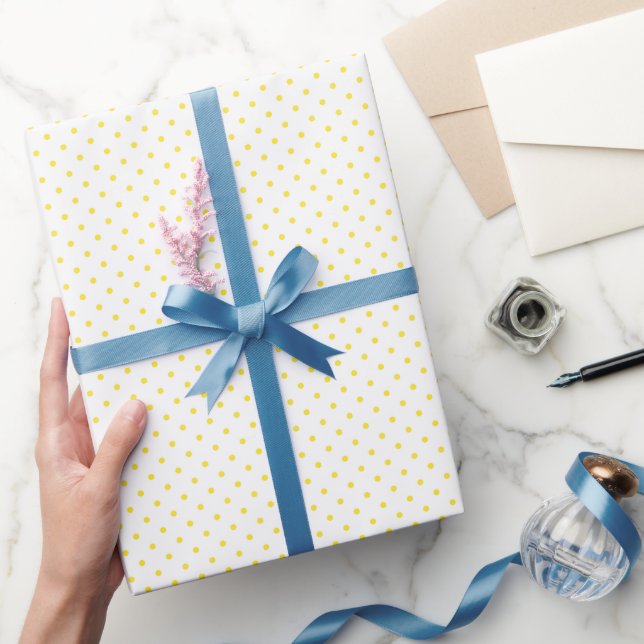 Papier Cadeau Papier de wrapping - Motif Points Jaunes (Cadeaux)