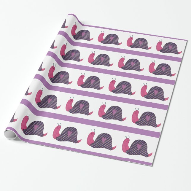 Papier Cadeau Papier d'écouvillonnage pour escargots roses (Déroulé)