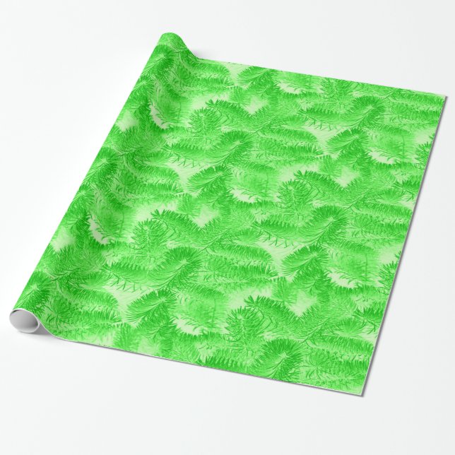 Papier Cadeau Papier d'emballage à feuillage persistant (Déroulé)