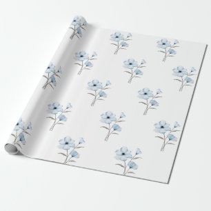 Papier Cadeau Papier d'emballage à fleurs bleues