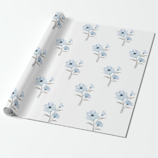 Papier Cadeau Papier d'emballage à fleurs bleues