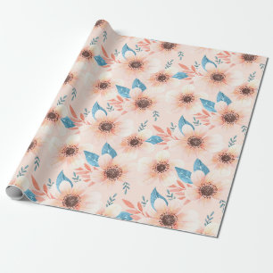 Papier Cadeau Papier d'emballage à motifs floraux