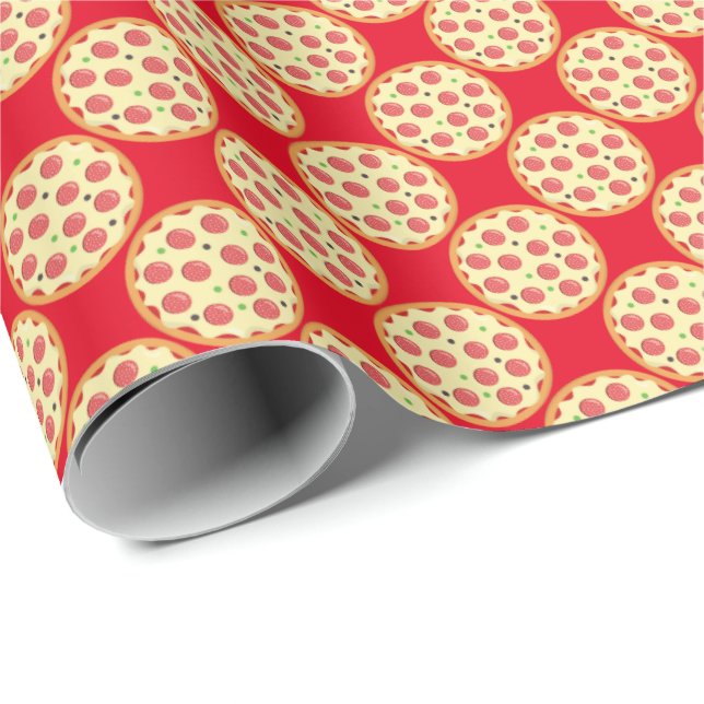 Papier Cadeau Papier d'emballage à pizza pepperoni entier (Coin rond)