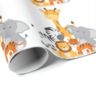 Papier Cadeau Papier d'emballage animal de bébé mignon de jungle