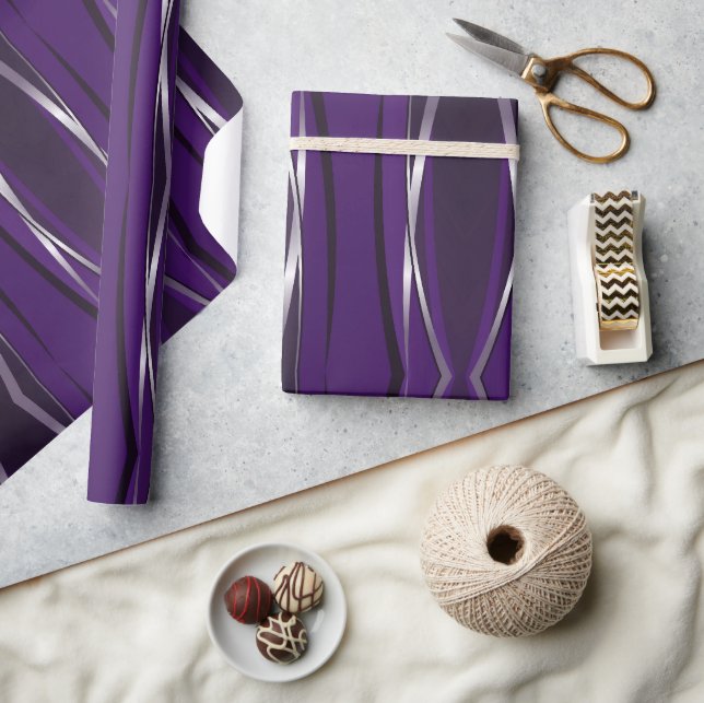 Papier Cadeau Papier d'emballage - Argent violet rétro (Artisanat)
