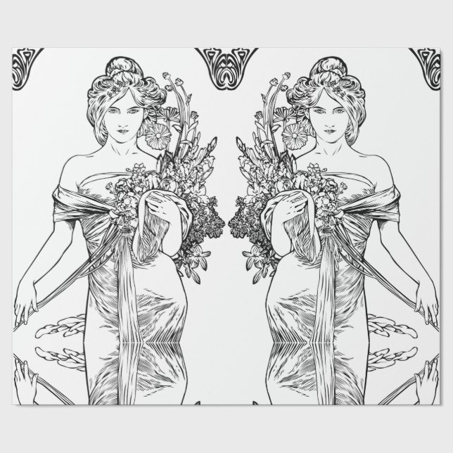 Papier Cadeau Papier d'emballage Art nouveau Alphonse Mucha (Couture)