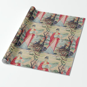 Papier Cadeau Papier d'emballage asiatique vintage de la femme
