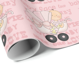 Papier Cadeau Papier d'emballage Baby shower pour fille bébé