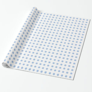 Papier Cadeau Papier d'emballage blanc et bleu-clair de point de