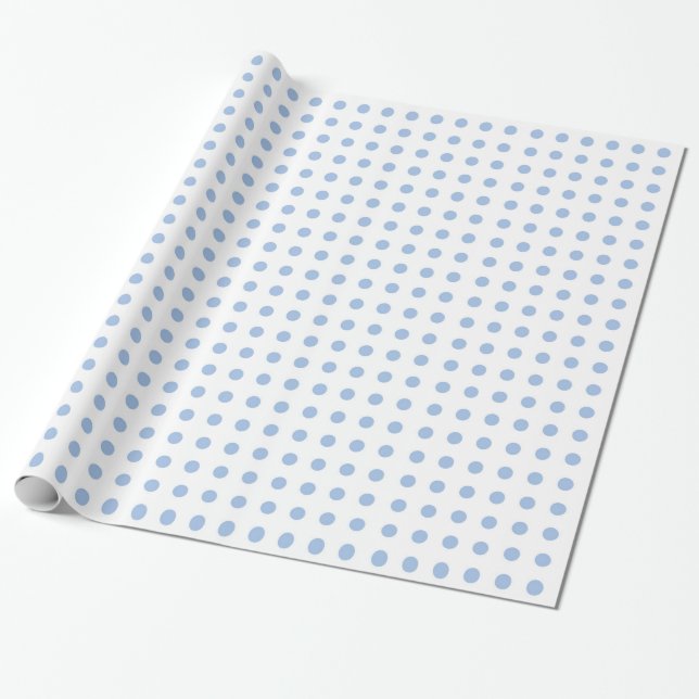 Papier Cadeau Papier d'emballage blanc et bleu-clair de point de (Déroulé)