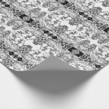 Papier d'emballage blanc macabre squelettique de