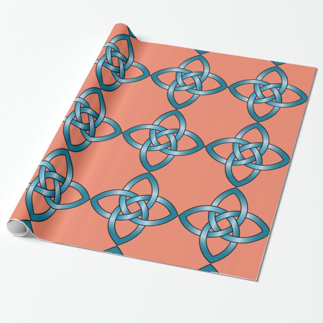 Papier Cadeau papier d'emballage bleu céleste à noeud (Déroulé)