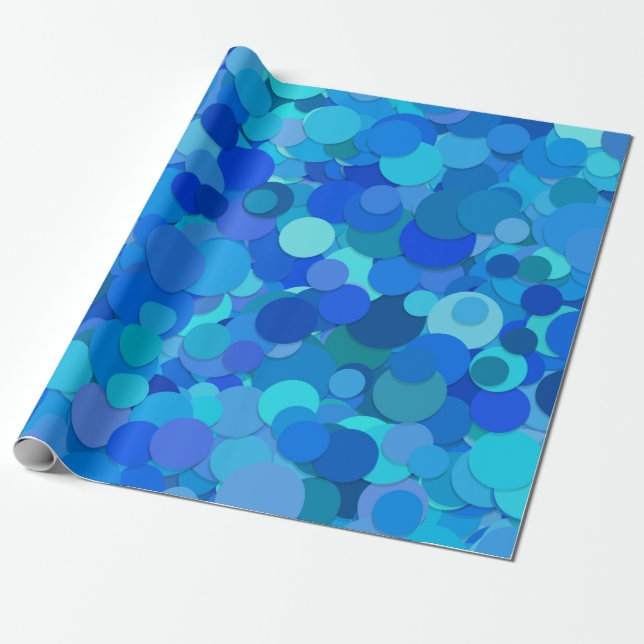 Papier Cadeau papier d'emballage bleu confetti point (Déroulé)