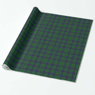 Papier Cadeau Papier d'emballage bleu et vert de plaid de tartan
