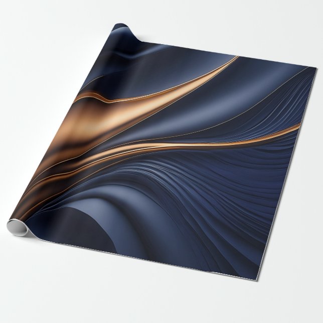 Papier Cadeau Papier d'emballage bleu marine foncé et maté de br (Déroulé)