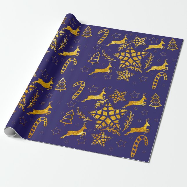 Papier Cadeau Papier d'emballage bleu Star Leap (Déroulé)