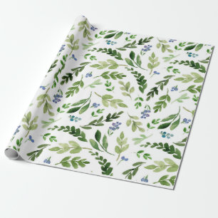 Papier Cadeau Papier d'emballage botanique d'aquarelle