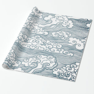 Papier Cadeau Papier d'emballage brillant, 30" x 6' NUAGES