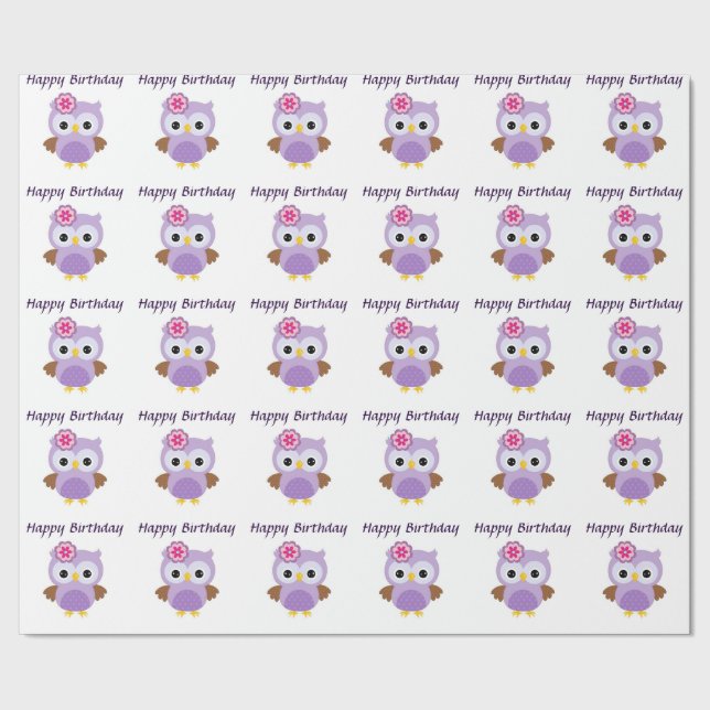 Papier Cadeau Papier d'emballage brillant de hibou pourpre, 30" (Couture)