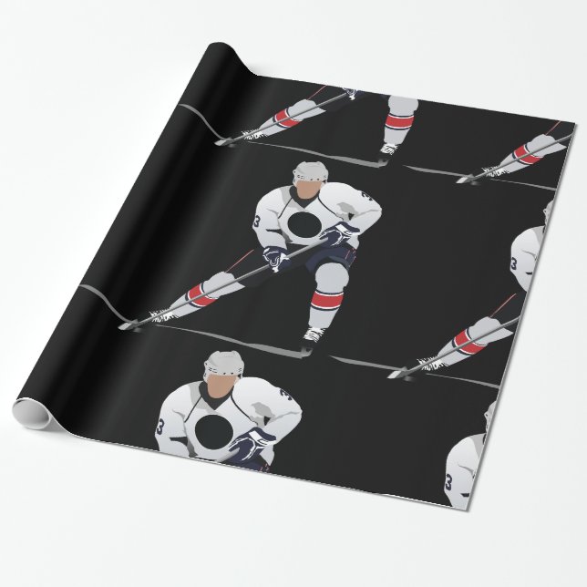 Papier Cadeau Papier d'emballage brillant de joueur de hockey de (Déroulé)