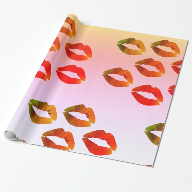 Papier Cadeau Papier d'emballage brillant de lèvres, 30 dans x 6 (Déroulé)