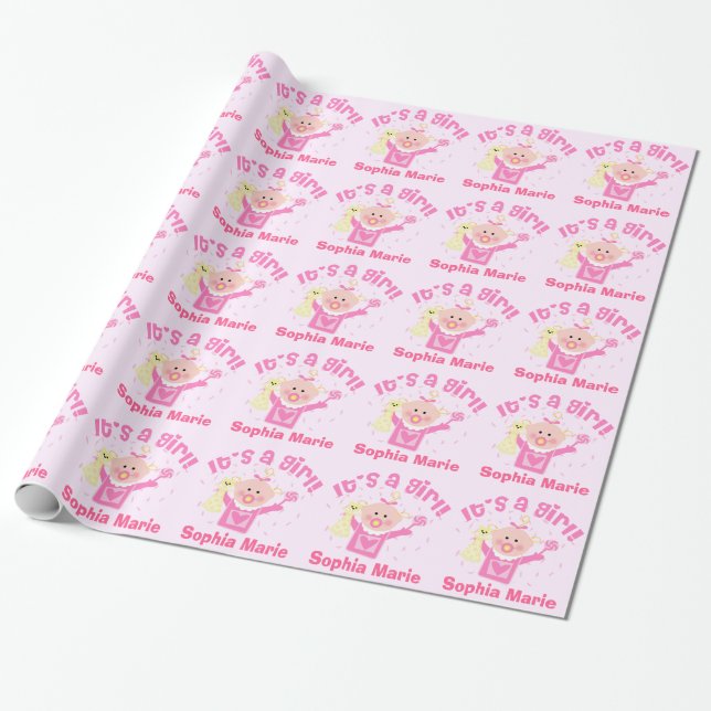 Papier Cadeau Papier d'emballage brillant de nouveau bébé fait (Déroulé)