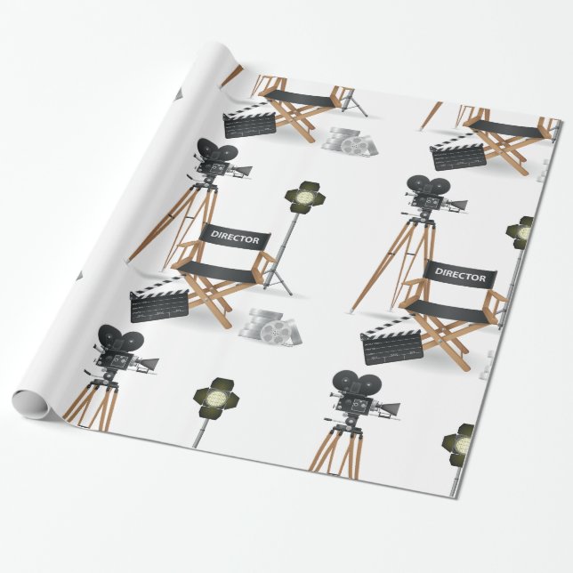 Papier Cadeau Papier d'emballage brillant réglé de cinéaste (Déroulé)