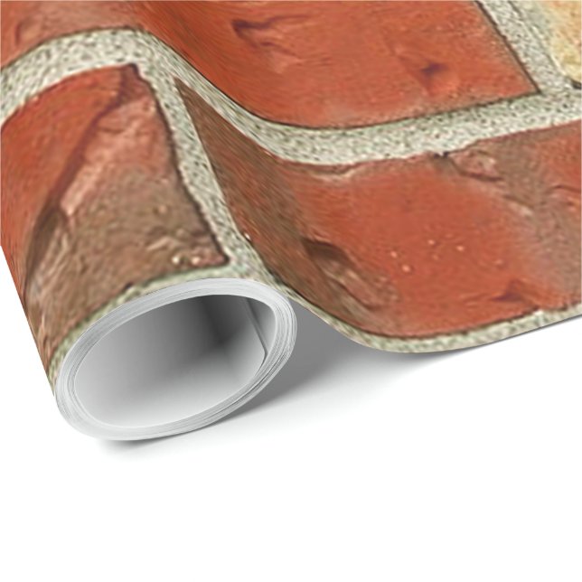 Papier Cadeau Papier d'emballage cadeau de briques rouges (Coin rond)
